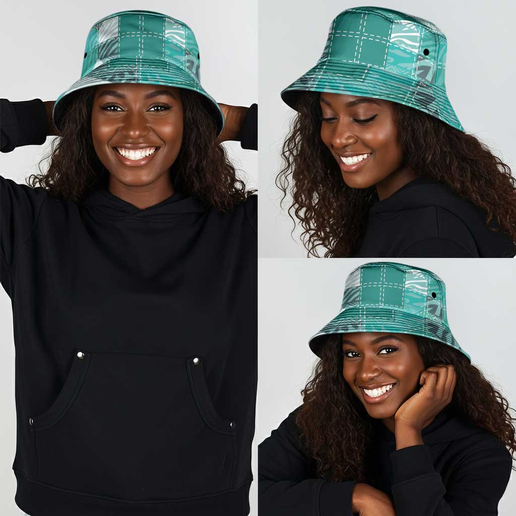African American Quilt Inspired Bucket Hat Wild Animal Skin African Turquoise Tribal Elements