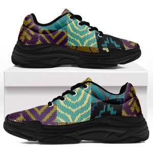 African American Quilt Inspired Chunky Sneakers Cultural Heritage Ethnic Quilt Pattern