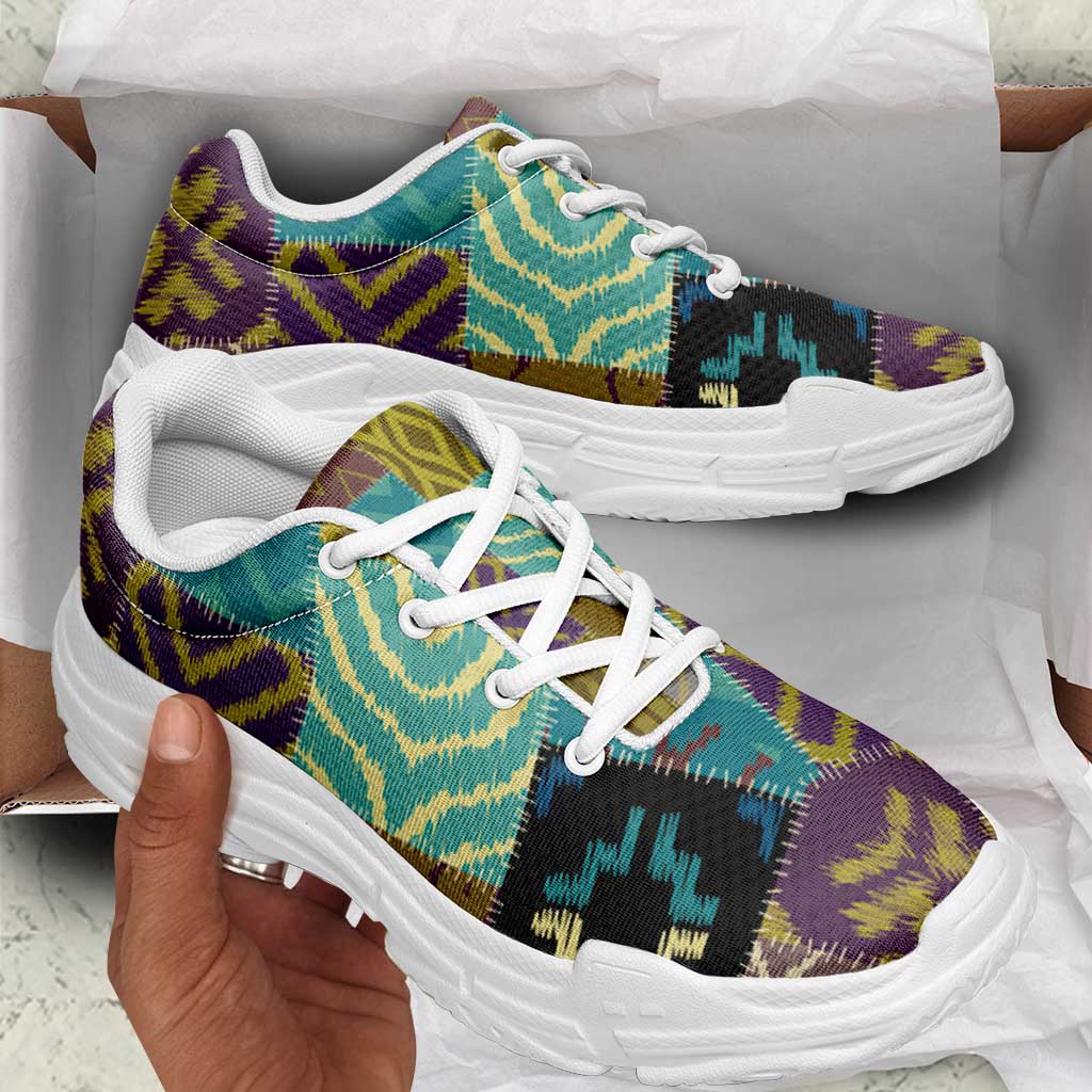African American Quilt Inspired Chunky Sneakers Cultural Heritage Ethnic Quilt Pattern