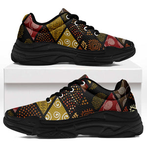 African American Quilt Inspired Chunky Sneakers Ethnic Bohemian Rhombus Patchwork