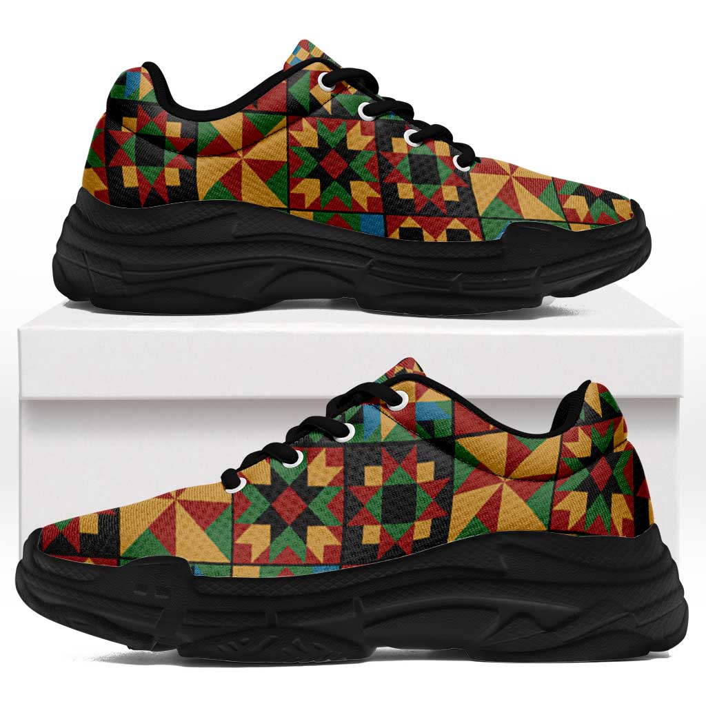 African American Quilt Inspired Chunky Sneakers Freedom Quilt Symbolic Patchwork