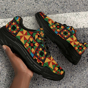 African American Quilt Inspired Chunky Sneakers Freedom Quilt Symbolic Patchwork