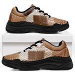 African American Quilt Inspired Chunky Sneakers Wild Animal Skin African Beige Tribal Elements