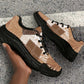 African American Quilt Inspired Chunky Sneakers Wild Animal Skin African Beige Tribal Elements