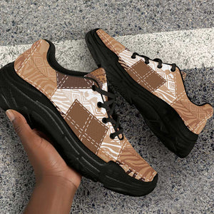 African American Quilt Inspired Chunky Sneakers Wild Animal Skin African Beige Tribal Elements