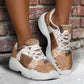 African American Quilt Inspired Chunky Sneakers Wild Animal Skin African Beige Tribal Elements