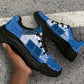 African American Quilt Inspired Chunky Sneakers Wild Animal Skin African Blue Tribal Elements
