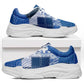 African American Quilt Inspired Chunky Sneakers Wild Animal Skin African Blue Tribal Elements