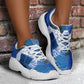 African American Quilt Inspired Chunky Sneakers Wild Animal Skin African Blue Tribal Elements