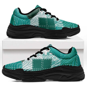 African American Quilt Inspired Chunky Sneakers Wild Animal Skin African Turquoise Tribal Elements