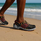 African American Quilt Inspired Clogs Shoes Earth Tone African Patchwork Motif