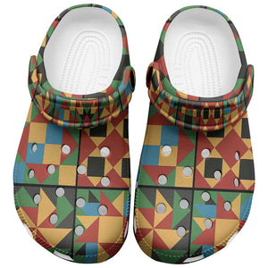 African American Quilt Inspired Clogs Shoes Freedom Quilt Symbolic Patchwork