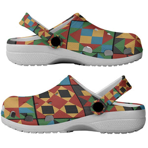 African American Quilt Inspired Clogs Shoes Freedom Quilt Symbolic Patchwork