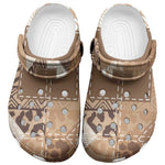 African American Quilt Inspired Clogs Shoes Wild Animal Skin African Beige Tribal Elements