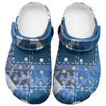 African American Quilt Inspired Clogs Shoes Wild Animal Skin African Blue Tribal Elements