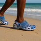 African American Quilt Inspired Clogs Shoes Wild Animal Skin African Blue Tribal Elements