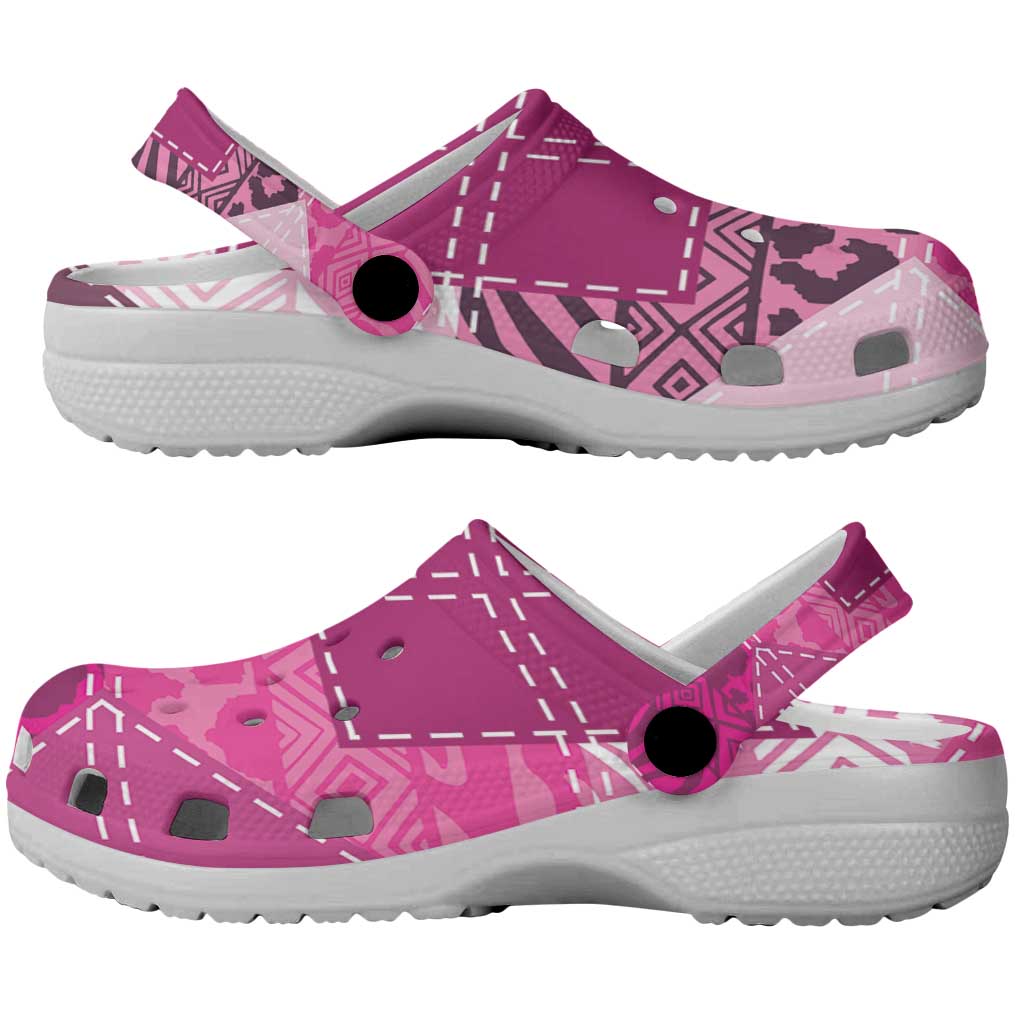 African American Quilt Inspired Clogs Shoes Wild Animal Skin African Pink Tribal Elements