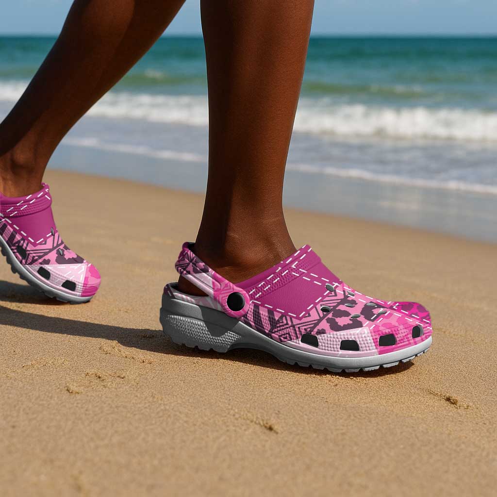 African American Quilt Inspired Clogs Shoes Wild Animal Skin African Pink Tribal Elements