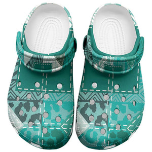 African American Quilt Inspired Clogs Shoes Wild Animal Skin African Turquoise Tribal Elements