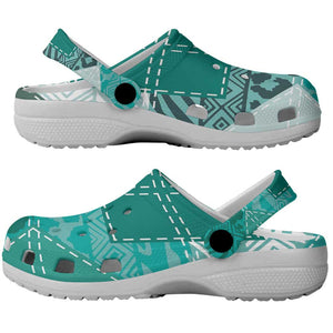 African American Quilt Inspired Clogs Shoes Wild Animal Skin African Turquoise Tribal Elements