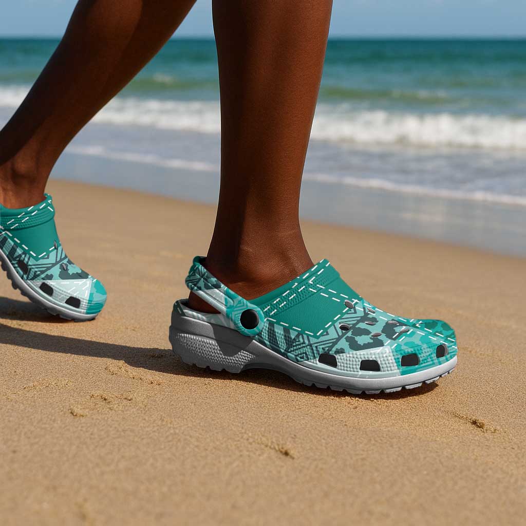 African American Quilt Inspired Clogs Shoes Wild Animal Skin African Turquoise Tribal Elements