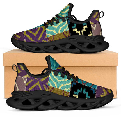 African American Quilt Inspired Clunky Sneakers Cultural Heritage Ethnic Quilt Pattern
