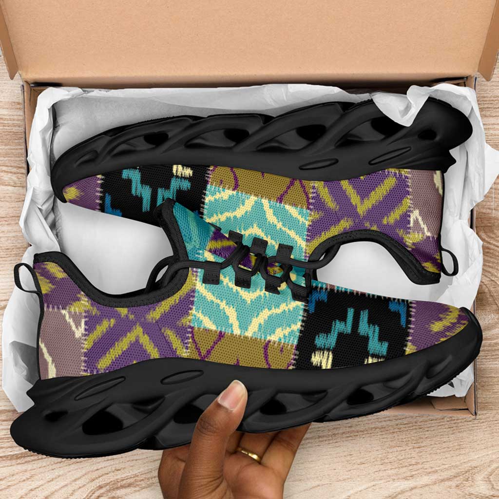 African American Quilt Inspired Clunky Sneakers Cultural Heritage Ethnic Quilt Pattern