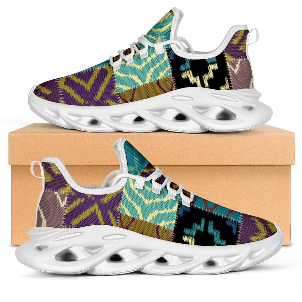 African American Quilt Inspired Clunky Sneakers Cultural Heritage Ethnic Quilt Pattern