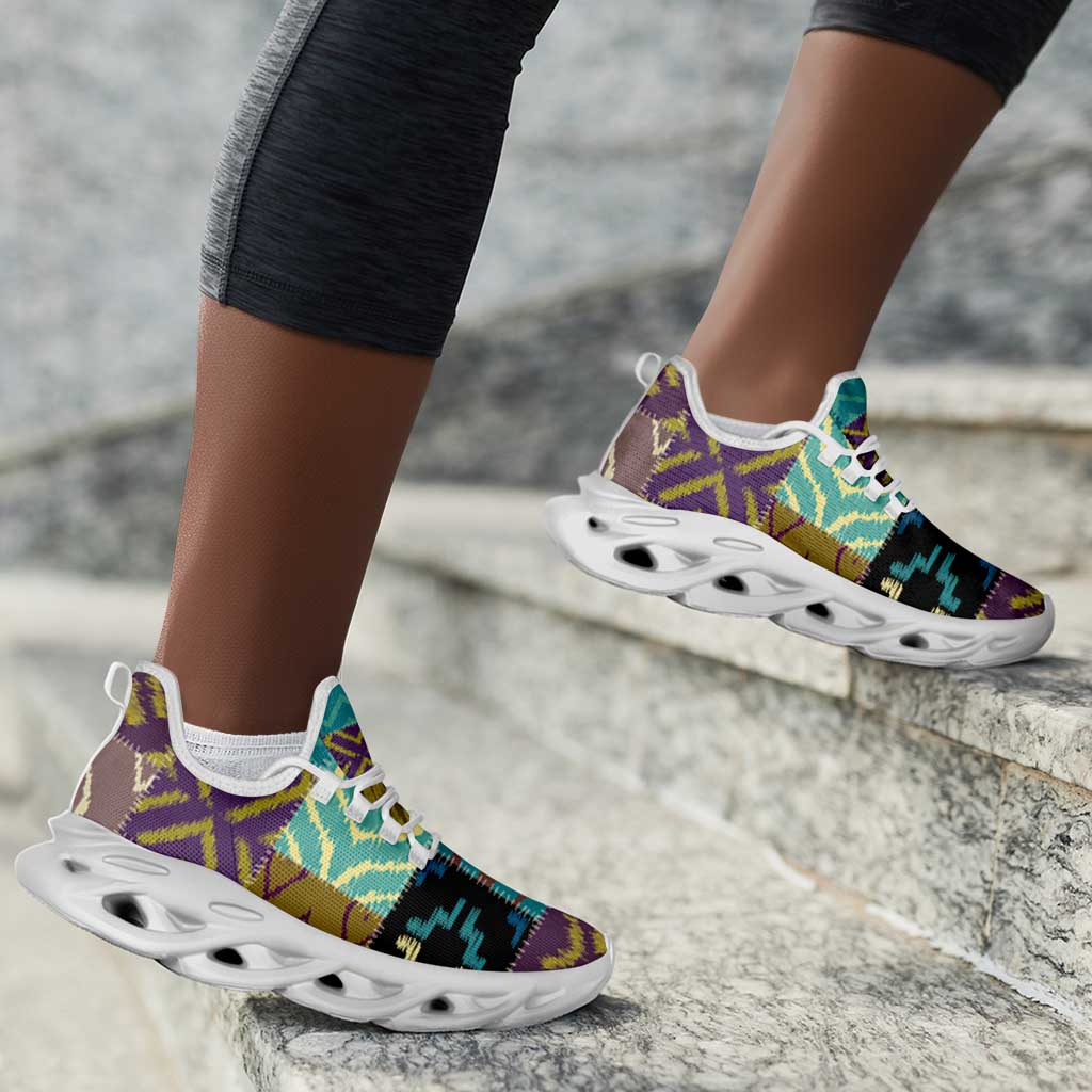 African American Quilt Inspired Clunky Sneakers Cultural Heritage Ethnic Quilt Pattern