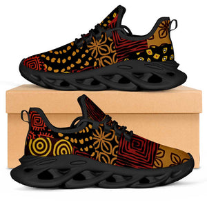 African American Quilt Inspired Clunky Sneakers Earth Tone African Patchwork Motif