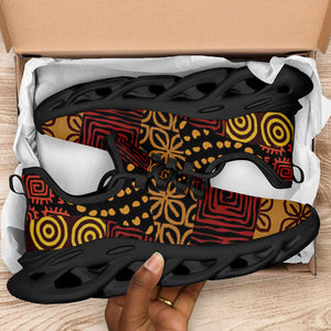 African American Quilt Inspired Clunky Sneakers Earth Tone African Patchwork Motif