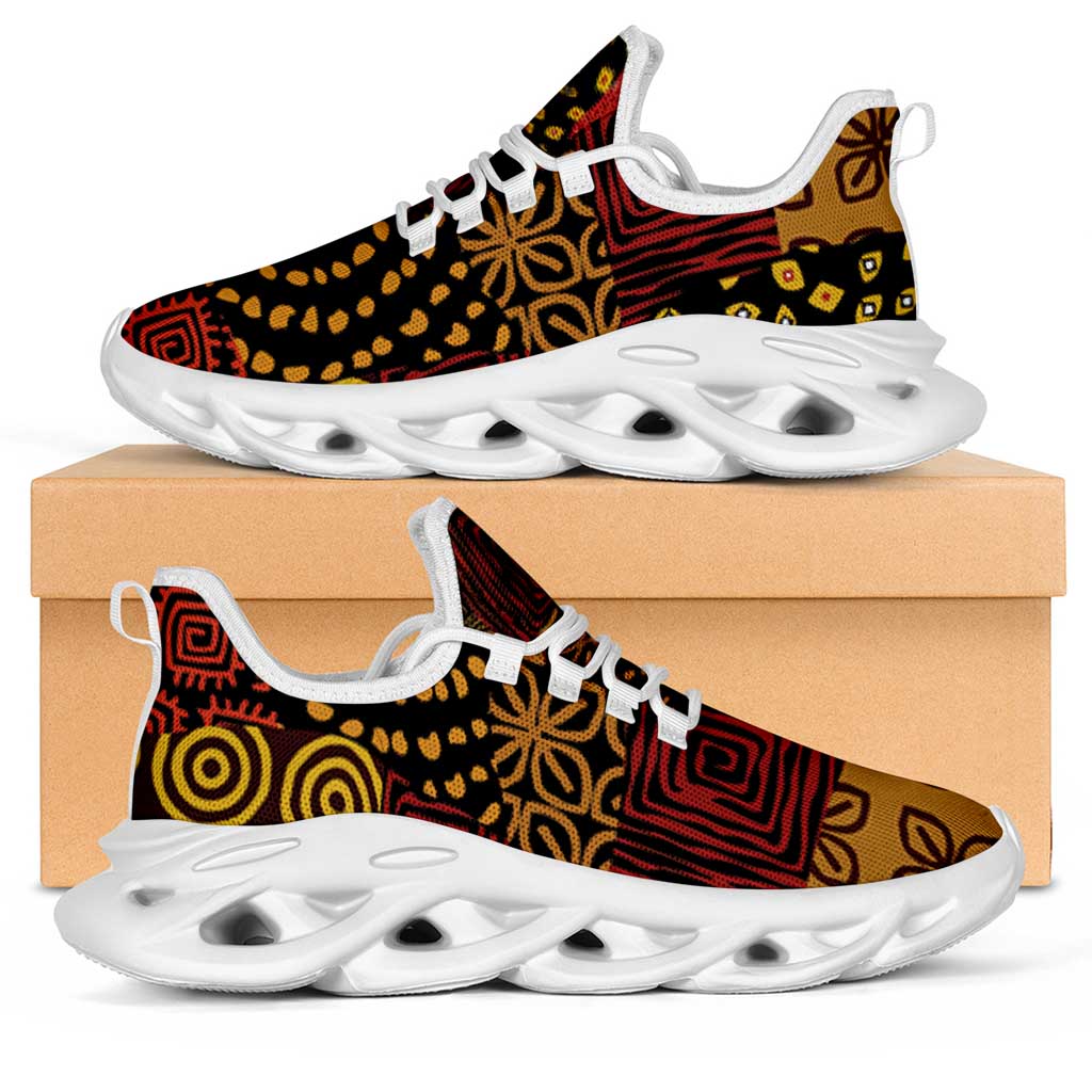African American Quilt Inspired Clunky Sneakers Earth Tone African Patchwork Motif