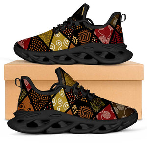 African American Quilt Inspired Clunky Sneakers Ethnic Bohemian Rhombus Patchwork