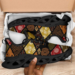 African American Quilt Inspired Clunky Sneakers Ethnic Bohemian Rhombus Patchwork