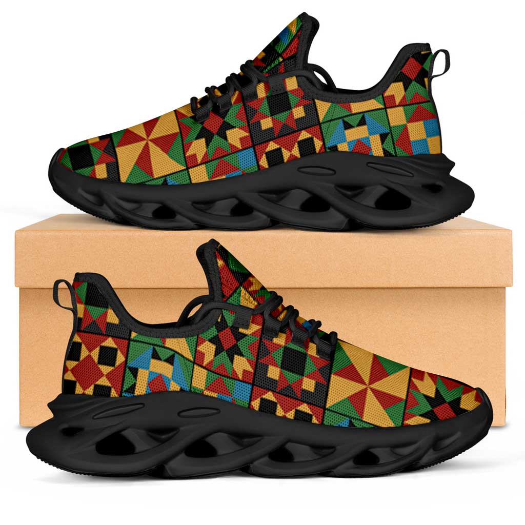 African American Quilt Inspired Clunky Sneakers Freedom Quilt Symbolic Patchwork