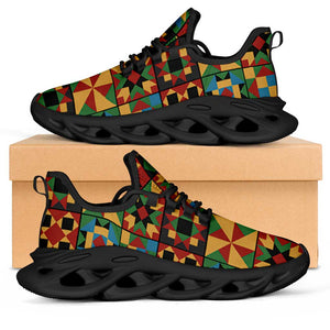 African American Quilt Inspired Clunky Sneakers Freedom Quilt Symbolic Patchwork