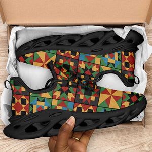 African American Quilt Inspired Clunky Sneakers Freedom Quilt Symbolic Patchwork