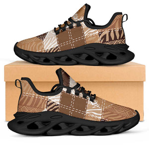 African American Quilt Inspired Clunky Sneakers Wild Animal Skin African Beige Tribal Elements