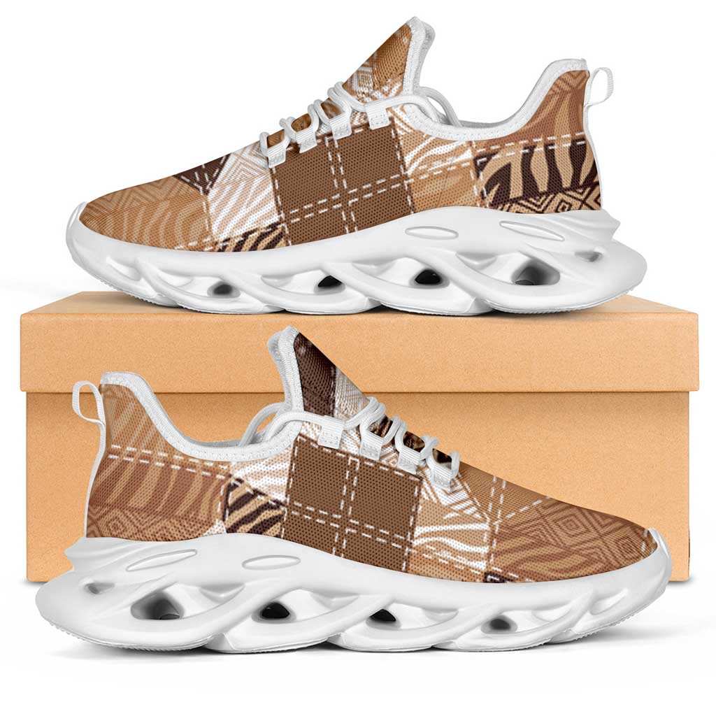 African American Quilt Inspired Clunky Sneakers Wild Animal Skin African Beige Tribal Elements
