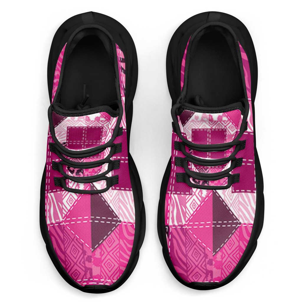 African American Quilt Inspired Clunky Sneakers Wild Animal Skin African Pink Tribal Elements