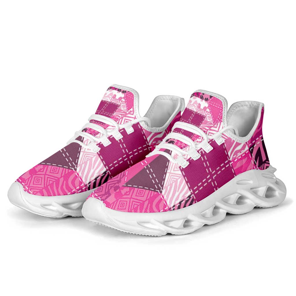 African American Quilt Inspired Clunky Sneakers Wild Animal Skin African Pink Tribal Elements