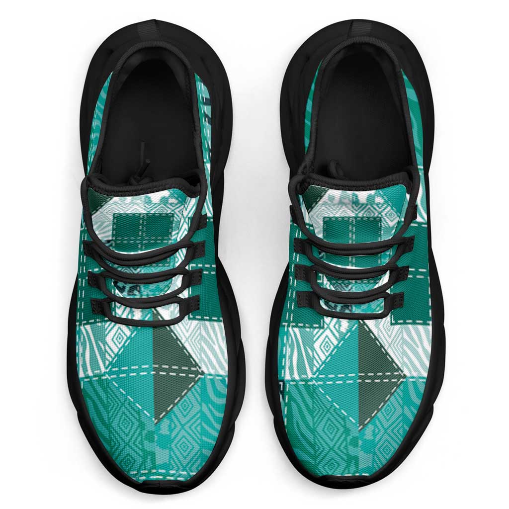 African American Quilt Inspired Clunky Sneakers Wild Animal Skin African Turquoise Tribal Elements