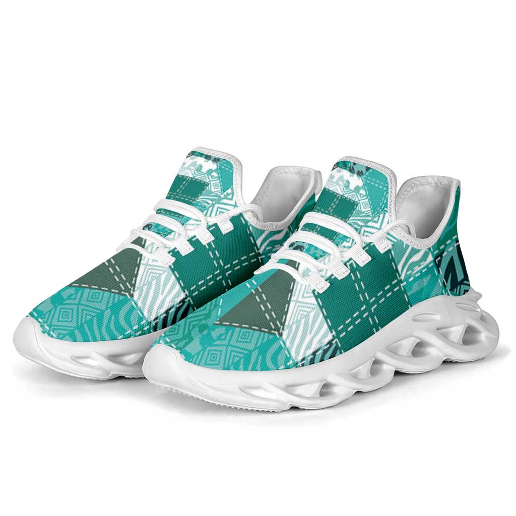 African American Quilt Inspired Clunky Sneakers Wild Animal Skin African Turquoise Tribal Elements