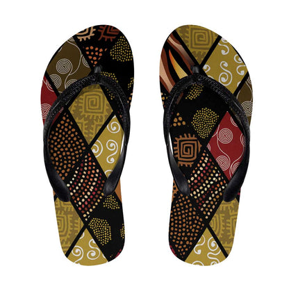 African American Quilt Inspired Flip Flops Ethnic Bohemian Rhombus Patchwork