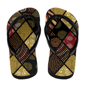African American Quilt Inspired Flip Flops Ethnic Bohemian Rhombus Patchwork