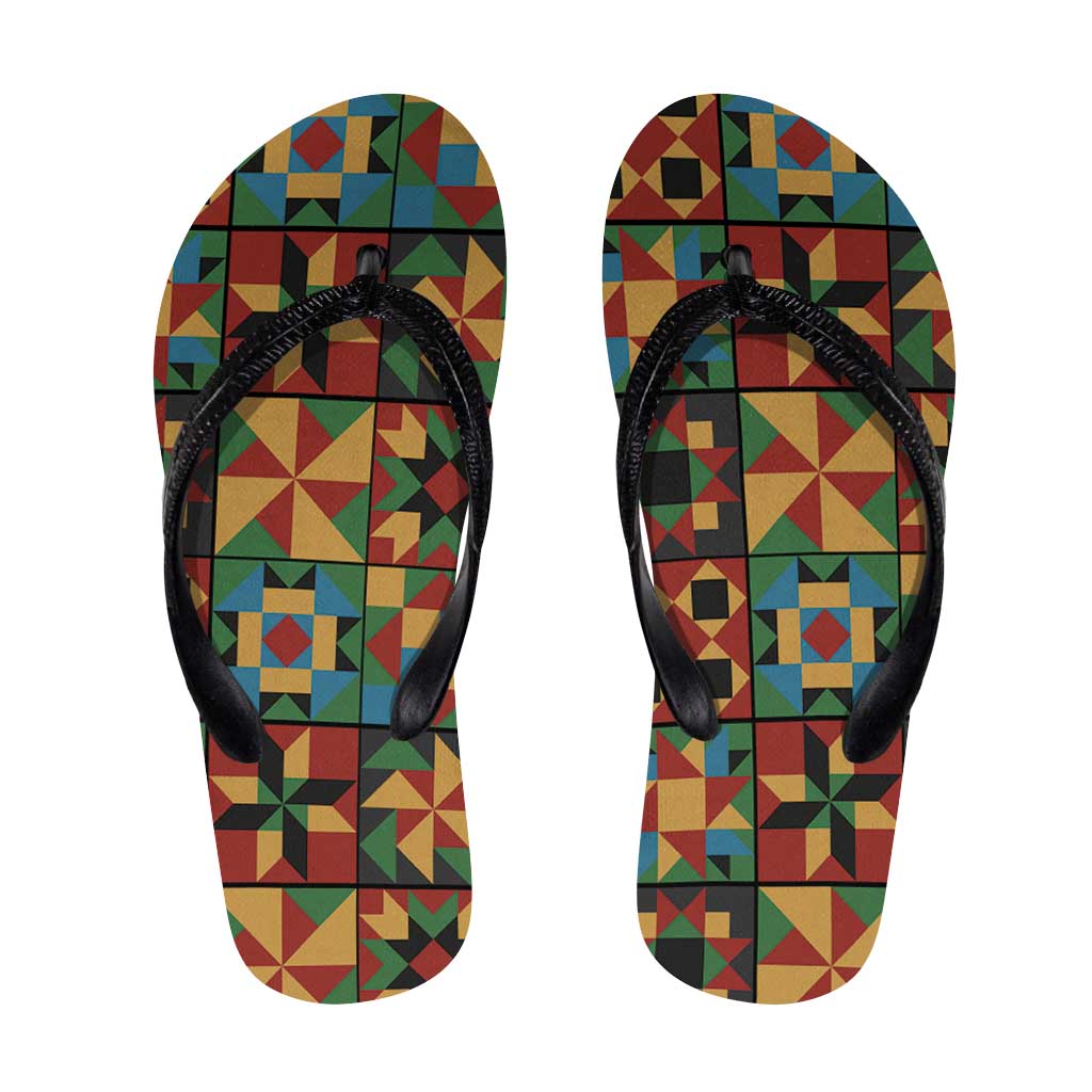 African American Quilt Inspired Flip Flops Freedom Quilt Symbolic Patchwork