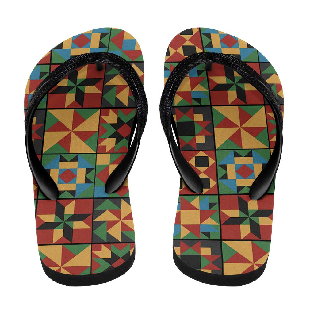 African American Quilt Inspired Flip Flops Freedom Quilt Symbolic Patchwork
