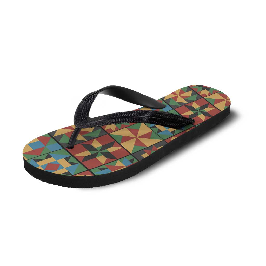 African American Quilt Inspired Flip Flops Freedom Quilt Symbolic Patchwork