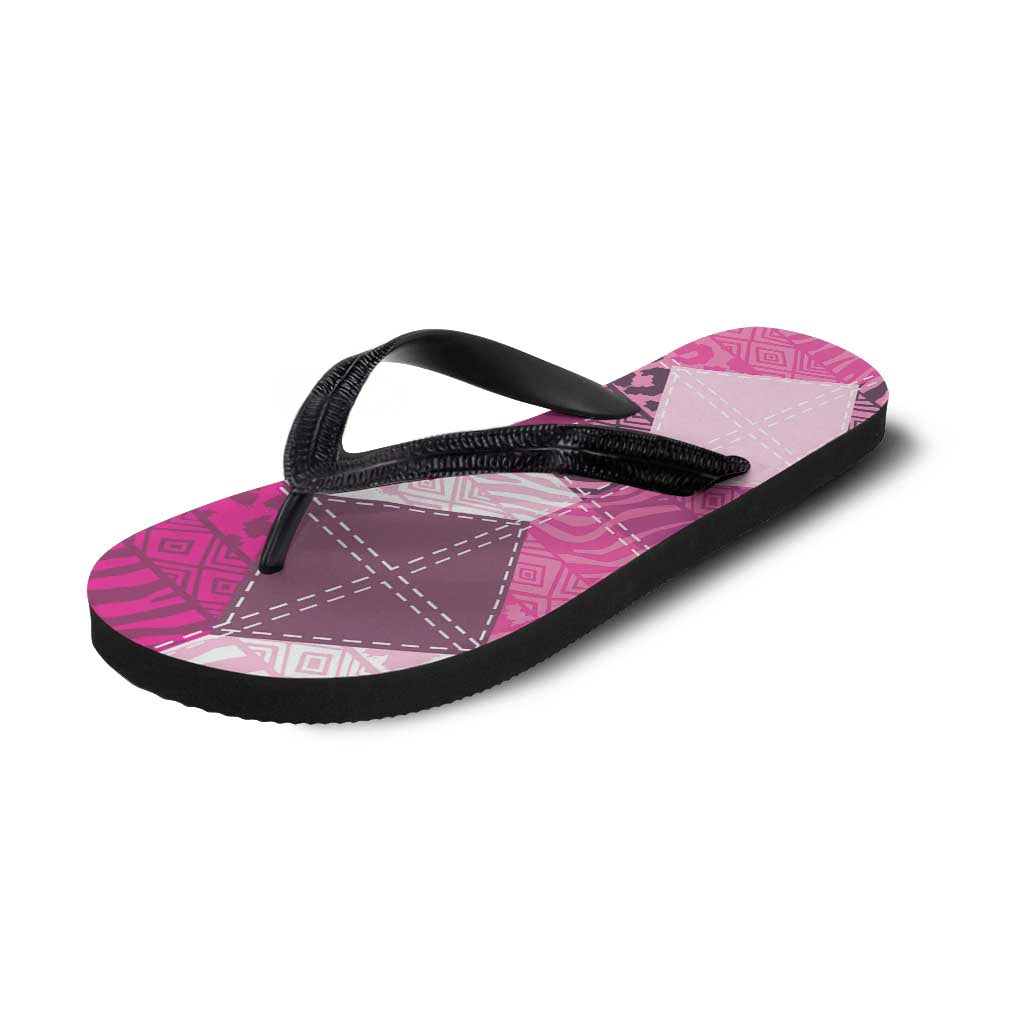 African American Quilt Inspired Flip Flops Wild Animal Skin African Pink Tribal Elements