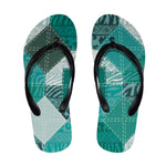 African American Quilt Inspired Flip Flops Wild Animal Skin African Turquoise Tribal Elements